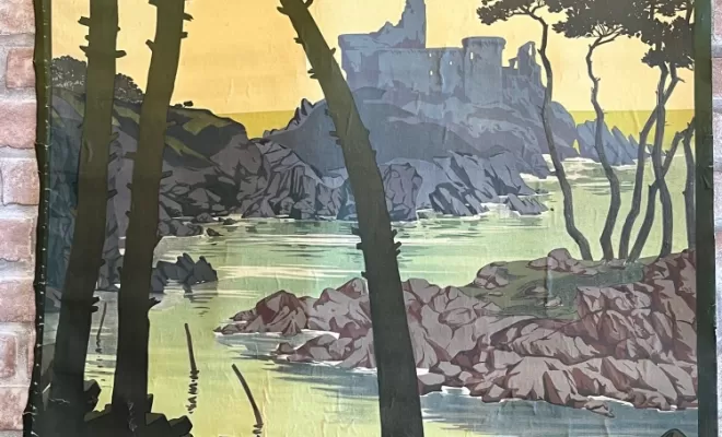 Vente d 'ancienne affiche de chemin de fer à La Rochelle, La Rochelle, Figuline