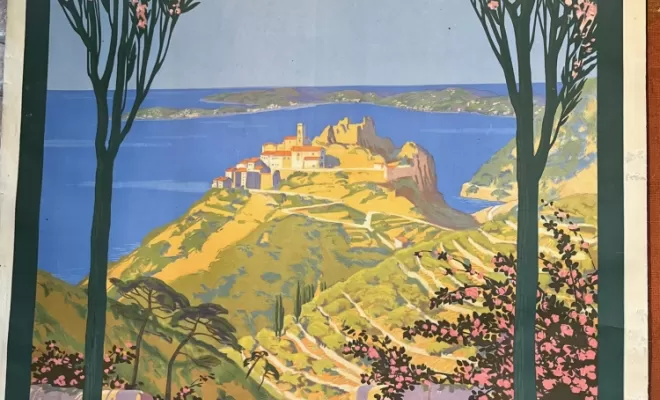 Vente d 'ancienne affiche de chemin de fer à La Rochelle, La Rochelle, Figuline